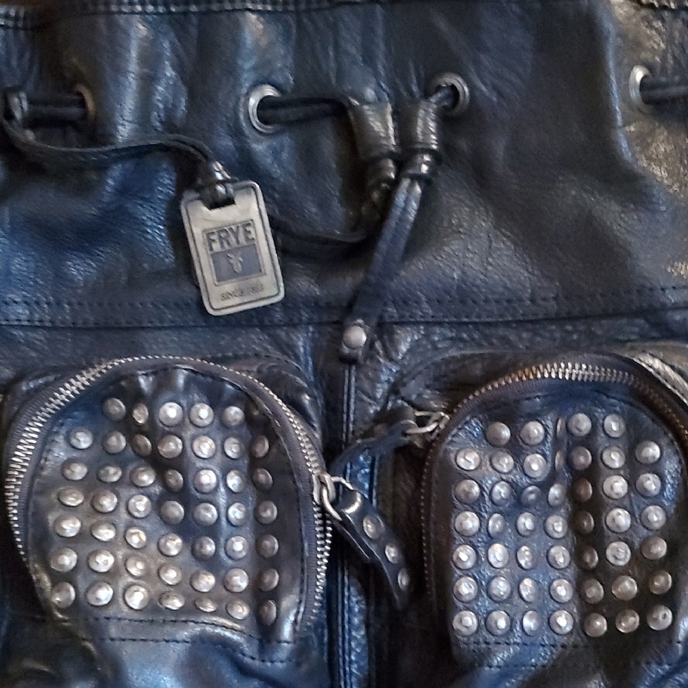Frye Black Leather Studded Shoulder Bag - Picture 2 of 11